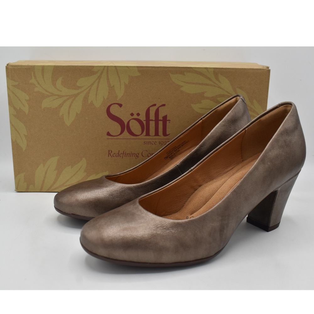 Sofft Women Size 7 Lana Bronze Leather Comfort Pumps Heels Shoes Coquette Glam